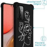 imoshion Design Hülle mit Band Samsung Galaxy A72 - Woman Flower Black