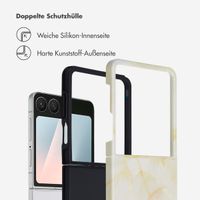 Selencia Vivid Back Cover Samsung Galaxy Z Flip 7 - Golden Beige Marble