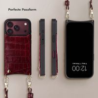 Selencia Nova Croco HandyHülle mit Kordel und Kartenhalter Apple iPhone 18 Pro Max / 17 Pro Max - Burgundy