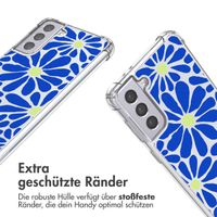 imoshion Design Hülle mit Band Samsung Galaxy S21 - Cobalt Blue Flowers Connect