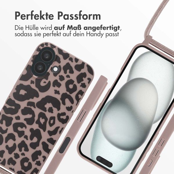 imoshion Silikonhülle design mit Band für das Apple iPhone 16 - Animal Pink