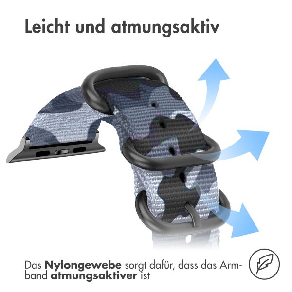 imoshion Robustes Nylonarmband für das  Apple Watch Series 1 - 9 / SE (38/40/41 mm) | Series 10 / 11 (42 mm) - Camouflage Grey