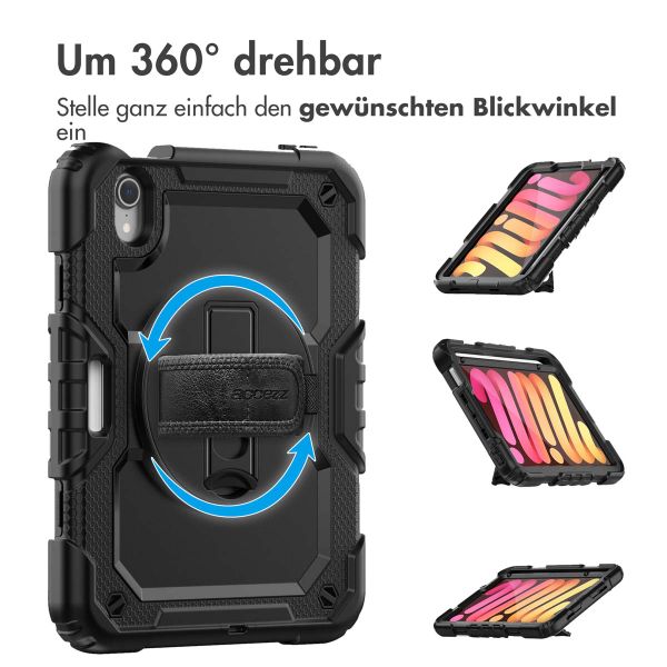 Accezz ﻿Robustes Back Cover mit Schultergurt für das iPad Mini 7 (2024) / iPad Mini 6 (2021) - Schwarz