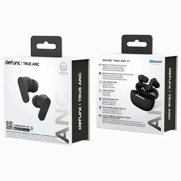 Defunc True ANC Earbuds - In-Ear Kopfhörer - Bluetooth Kopfhörer - Mit Rauschunterdrückungsfunktion - Black