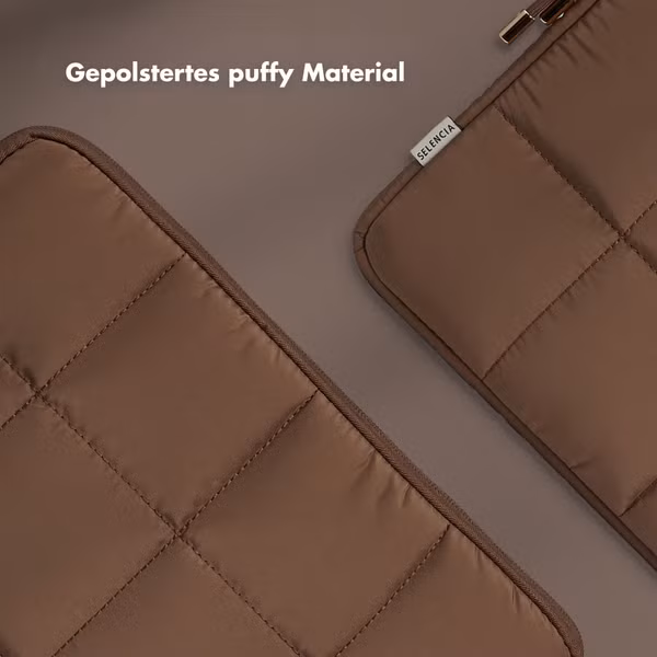 Selencia Puffy Laptop Hülle 15-16 Zoll - Laptop Sleeve - Mocha Brown