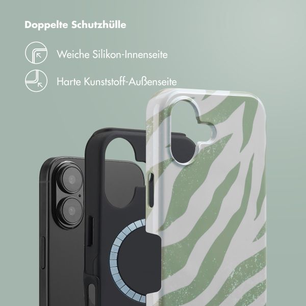 Selencia Vivid Rückabdeckung mit MagSafe iPhone 16 - Colorful Zebra Sage Green