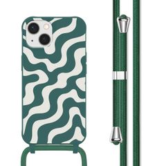 imoshion Silikonhülle design mit Band für das iPhone 13 - Petrol Green Groovy