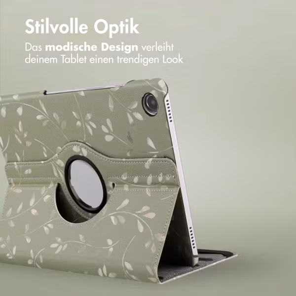 imoshion 360° drehbare Design Klapphülle Samsung Galaxy Tab A9 Plus - Green Flowers