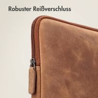 Accezz Leather Laptop Hülle mit Reißverschluss 13-14 Zoll - Laptop Sleeve - Cognac