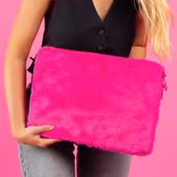imoshion Fluffy Laptop Hülle 13-14 Zoll - Laptop Sleeve - Hot Pink