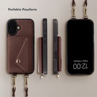 Selencia Sera HandyHülle mit Kordel und Umschlag-Kartenhalter Apple iPhone 16 - Chocolate Brown