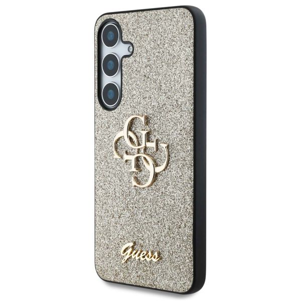 Guess 4G Metal Logo Back Cover mit Glitter Samsung Galaxy S25 - Gold