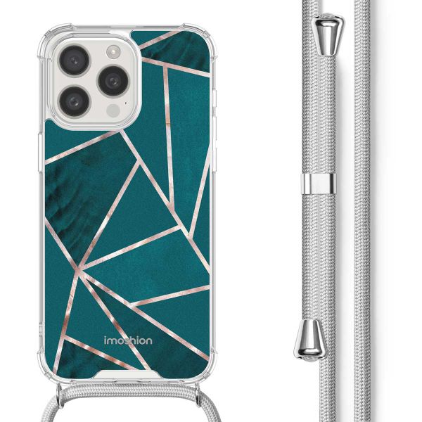 imoshion Design Hülle mit Band für das iPhone 15 Pro - Petrol Green Graphic