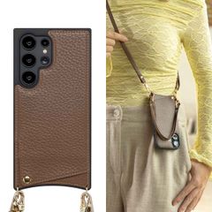 Selencia Nova HandyHülle mit Kordel und Kartenhalter Samsung Galaxy S24 Ultra - Mocha Brown