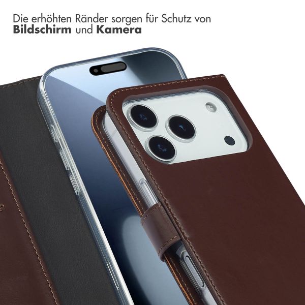 Selencia Echtleder Klapphülle Apple iPhone 17 Pro - Braun