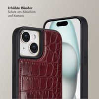 Selencia Nova Croco HandyHülle mit Kordel und Kartenhalter Apple iPhone 15 - Burgundy