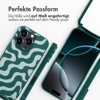 imoshion Silikonhülle design mit Band für das iPhone 16 Pro Max - Petrol Green Groovy