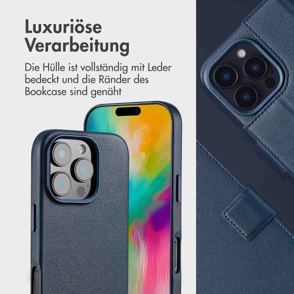 Accezz 2-in-1 Klapphülle aus Leder mit MagSafe für das iPhone 16 Pro - Nightfall Blue