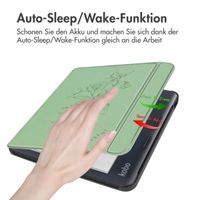 imoshion Design Slim Hard Case Sleepcover mit Stand für das Kobo Libra Colour / Tolino Vision Color - Floral Green