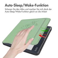 imoshion Design Slim Hard Case Sleepcover mit Stand für das Kobo Libra Colour - Floral Green