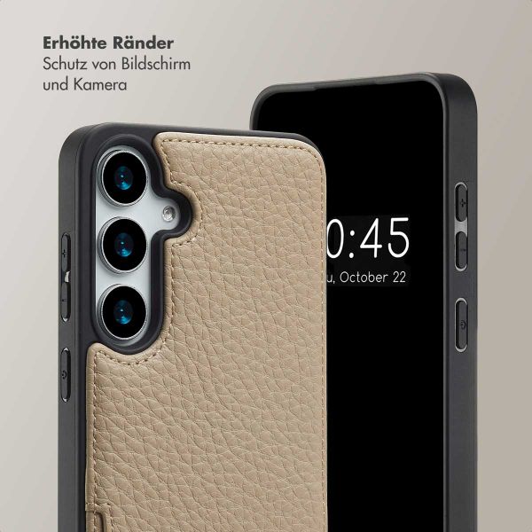Selencia Nova HandyHülle mit Kordel und Kartenhalter Samsung Galaxy S24 Plus / S25 Plus - Beige