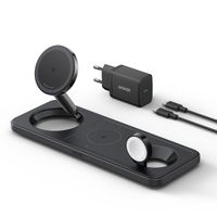 Anker MagGo | Pad 3-in-1 Magnetische kabellose Ladestation - 15 Watt - Kompatibel mit MagSafe und Qi2 - Schwarz