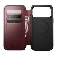 Nomad Modern Horween Leather Folio Bookcase mit MagSafe Apple iPhone 17 Pro Max - Burgundy