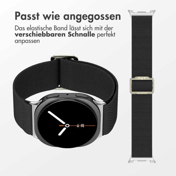 imoshion Elastisches Nylonarmband für das Samsung Galaxy Watch 8 (Classic) - 40 / 44 / 46mm - Schwarz