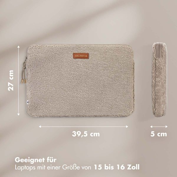 Selencia Teddy Laptop Hülle 15-16 Zoll - Laptop Sleeve - Sand