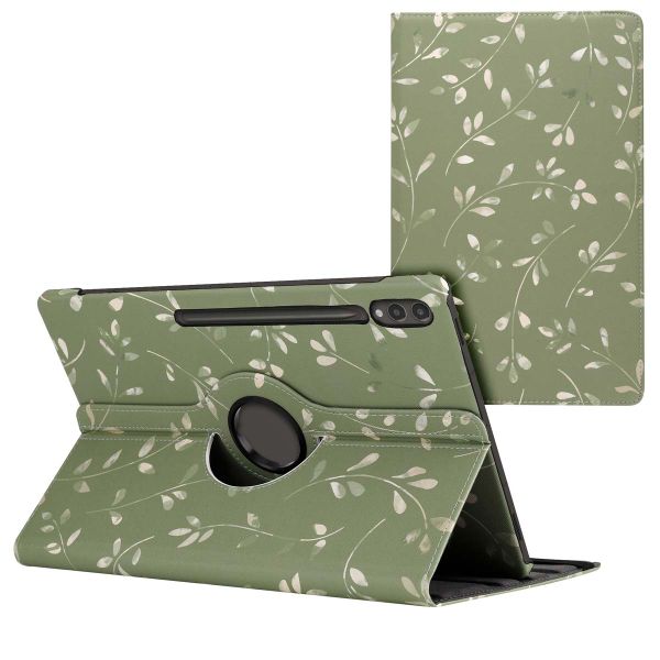 imoshion 360° drehbare Design Klapphülle für das Samsung Galaxy Tab S10 Ultra / Tab S9 Ultra - Green Flowers