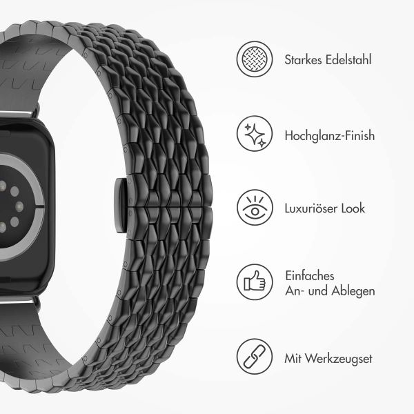 Selencia Drachenarmband aus Stahl für das  Apple Watch Series 1 t/m 11 / SE / Ultra (44/45/46/49 mm) - Schwarz