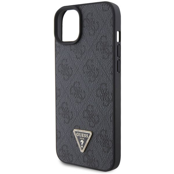 Guess 4G Logo Triangle Strass Back Cover für das iPhone 15 - Schwarz