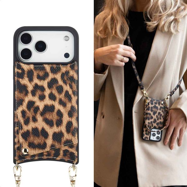 Selencia Nova HandyHülle mit Kordel und Kartenhalter Apple iPhone 17 Pro Max - Leopard