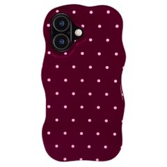 Selencia Vivid Wavy Backcover mit MagSafe Apple iPhone 16 - Happy Dots Burgundy