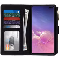 Luxuriöse Portemonnaie-Klapphülle Schwarz Samsung Galaxy S10 Plus