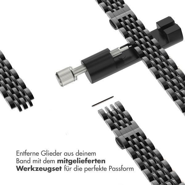 Selencia Jubilee inspiriertes schmales Edelstahlarmband für Apple Watch Series 1 t/m 9 / SE (38/40/41 mm) | Series 10 / 11 (42 mm) - Schwarz