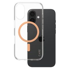 CARE by PanzerGlass Urban Combat Case MagSafe für das iPhone 16 - Transparent / Peach