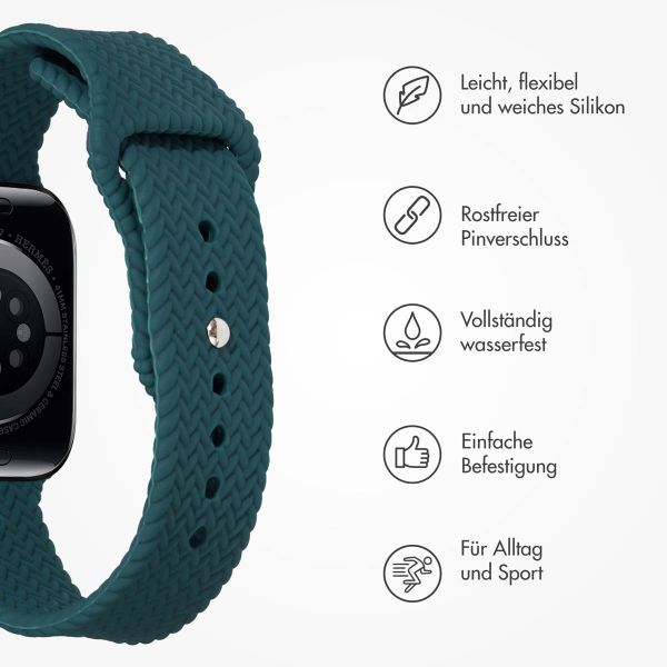 imoshion Geflochtenes Silikonarmband für die Apple Watch Series 1 bis 10 / SE / Ultra (2) (44/45/46/49 mm) - Dunkelgrün