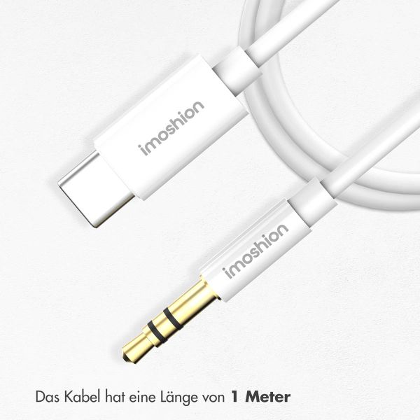 imoshion ﻿AUX-Kabel – 3,5 mm/Audio-Klinkenbuchse auf USB-C-Kabel – Stecker auf USB-C – 1 Meter – Weiß