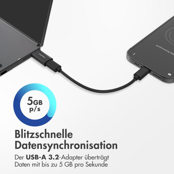 imoshion 2x USB-A 3.1 (Stecker)-auf-USB-C (Buchse)-Adapter – OTG – Schwarz