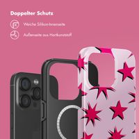 Selencia Vivid Tough Back Cover MagSafe für das iPhone 15 Pro - Stars Rubine Red Light Pink