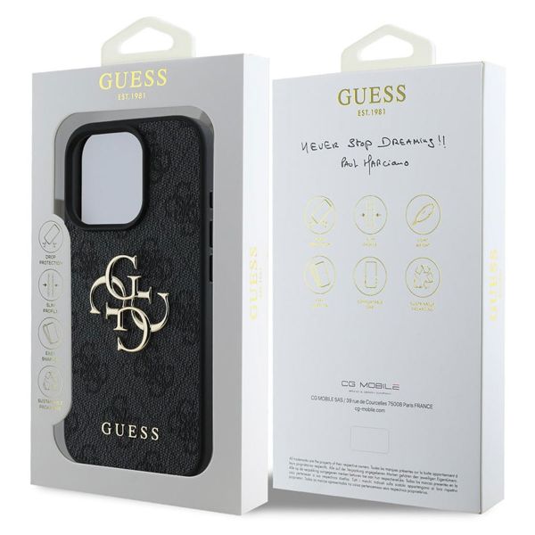 Guess 4G Metal Logo Back Cover Apple iPhone 16 Pro Max - Schwarz
