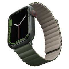 Uniq Revix doppelseitiges Armband für das  Apple Watch Series 1 t/m 11 / SE / Ultra (44/45/46/49 mm) - Pine (Green/Taupe)