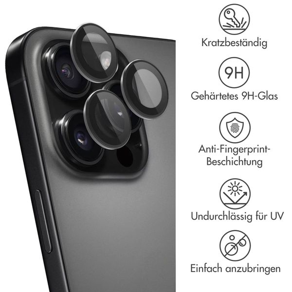 imoshion 2er-Pack Objektivschutz für Kamera für das Apple iPhone 16 Pro / 16 Pro Max - Schwarz / Titanium