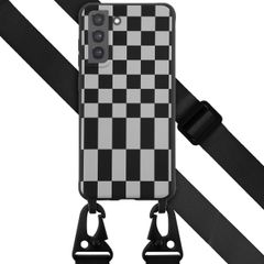 Selencia SilikonHülle design mit abnehmbarem Band Samsung Galaxy S21 FE - Irregular Check Black