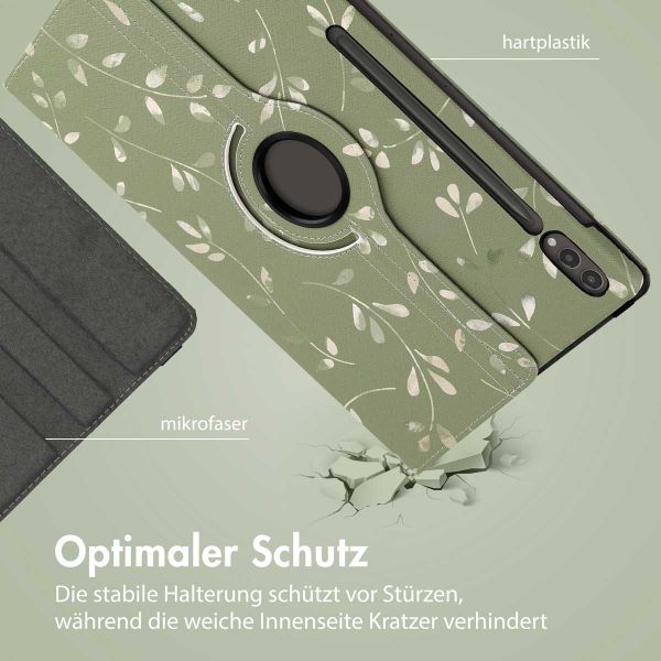 imoshion 360° drehbare Design Klapphülle Samsung Galaxy Tab S10 Ultra / Tab S9 Ultra - Green Flowers