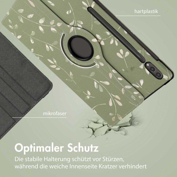 imoshion 360° drehbare Design Klapphülle für das Samsung Galaxy Tab S10 Ultra / Tab S9 Ultra - Green Flowers