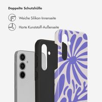 Selencia Vivid Tough Back Cover für das Samsung Galaxy A55 - Modern Bloom Sapphire Blue