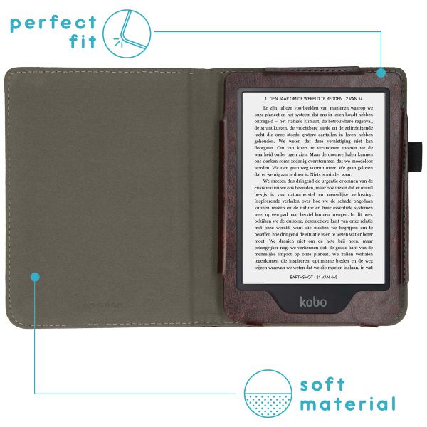imoshion Vegan Leather Klapphülle Kobo Clara 2E / Tolino Shine 4 - Dunkelbraun