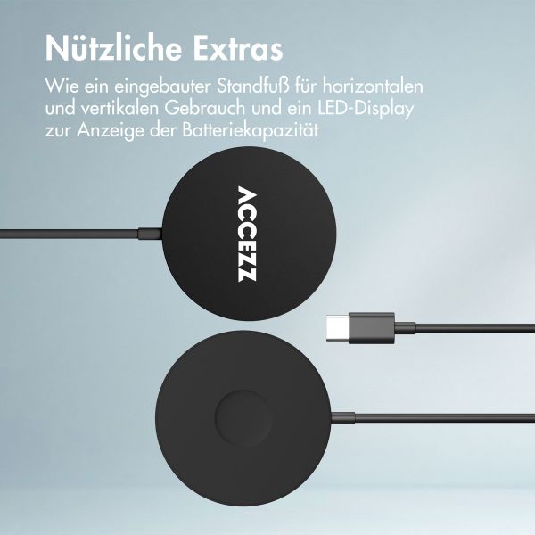 Accezz Wireless Charger USB-C | Drahtloses MagSafe- und Qi2-Ladegerät - 1 Meter - Schwarz